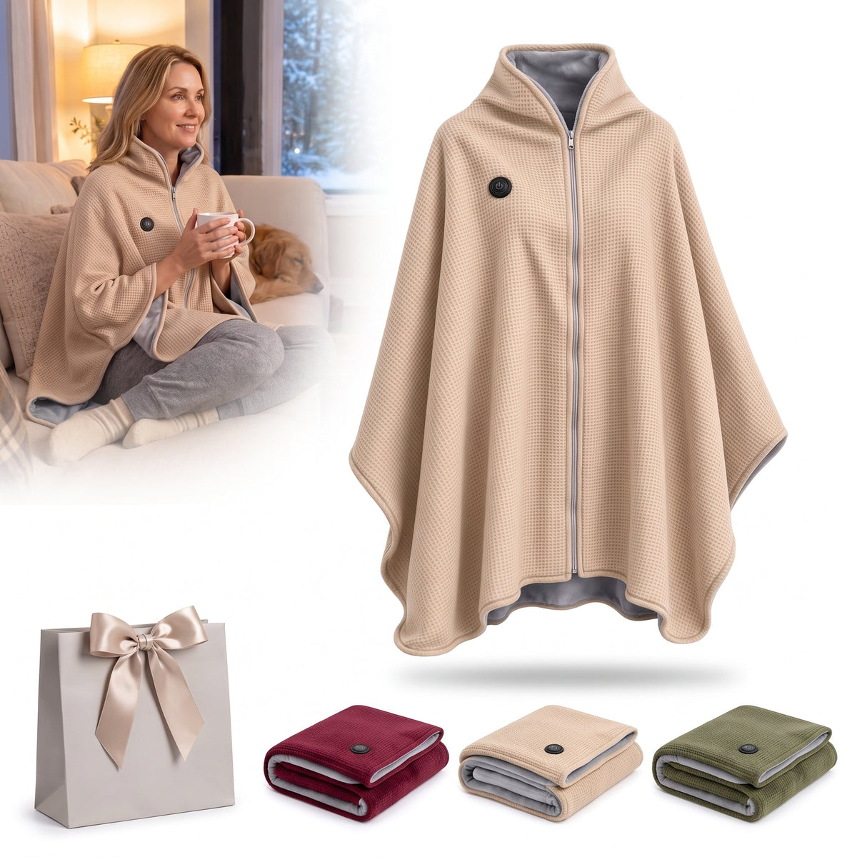 Noxlo 🔥Wearable Heated Blanket Shawl | Portable USB-Powered Warmth for Home, Work & Outdoors