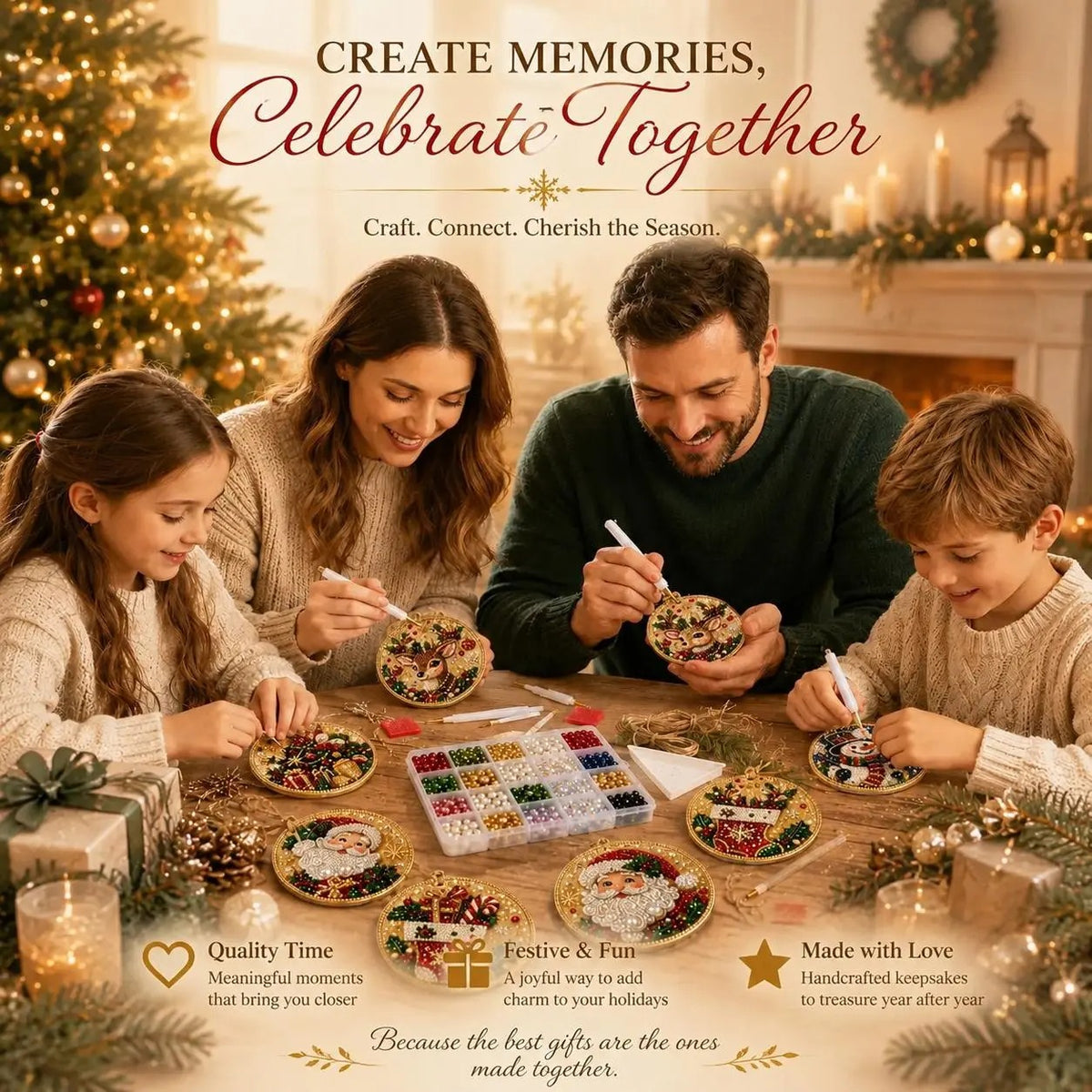 6Pcs Christmas DIY Diamond Painting Ornaments Kit🎄Xmas Tree Hanging Pendant🎁 Handmade Craft Decoration Gift for Holiday Home Party