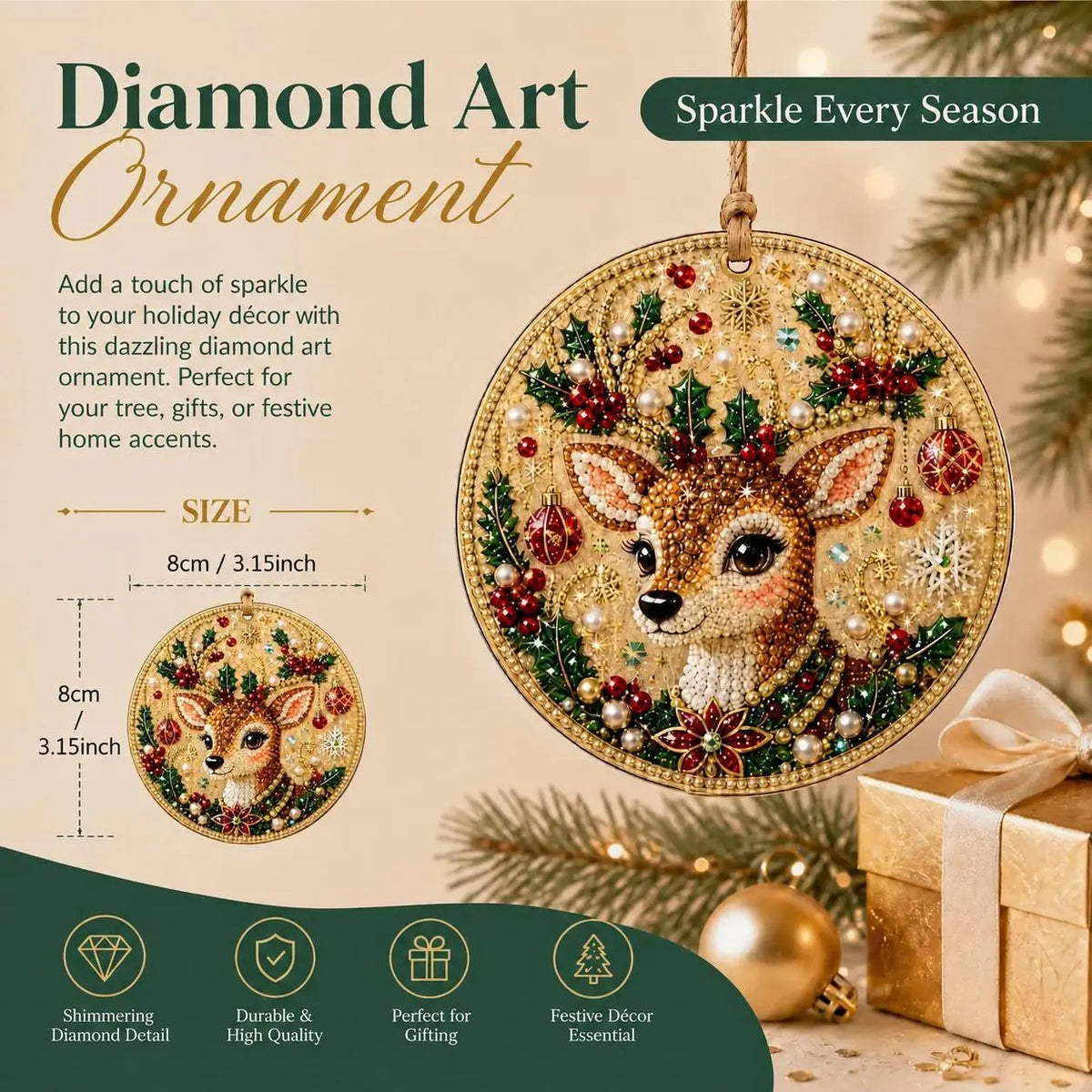 6Pcs Christmas DIY Diamond Painting Ornaments Kit🎄Xmas Tree Hanging Pendant🎁 Handmade Craft Decoration Gift for Holiday Home Party