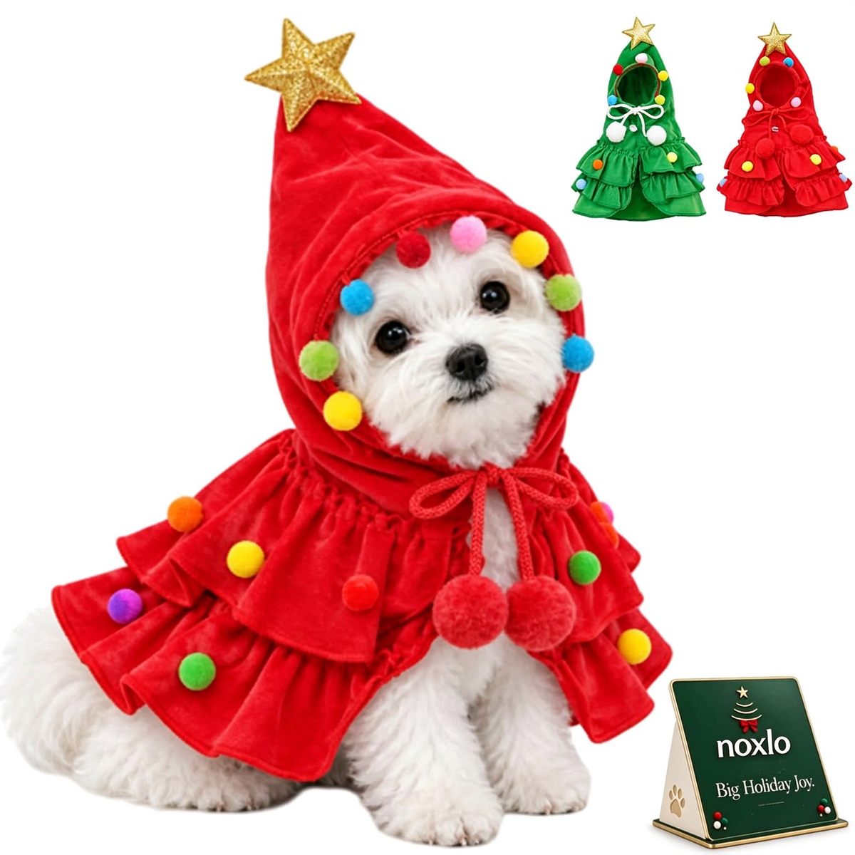 Christmas Pet Clothes Green Reindeer Costume Outfit Cape Dog Cat Holiday