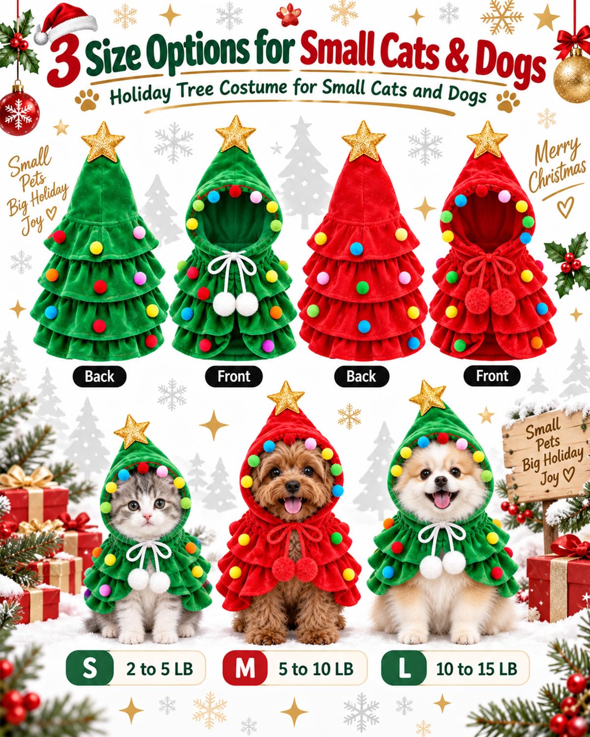 Christmas Pet Clothes Green Reindeer Costume Outfit Cape Dog Cat Holiday