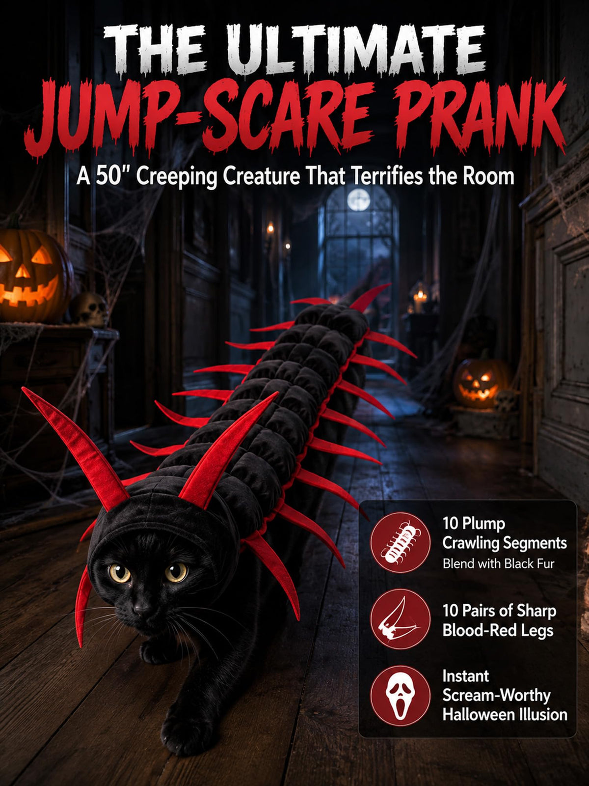 Halloween Centipede Cat Costume – 3D Funny Pet Outfit