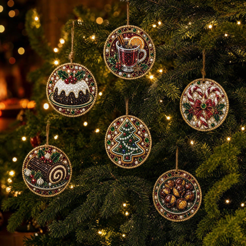 6Pcs Christmas DIY Diamond Painting Ornaments Kit🎄Xmas Tree Hanging Pendant🎁 Handmade Craft Decoration Gift for Holiday Home Party