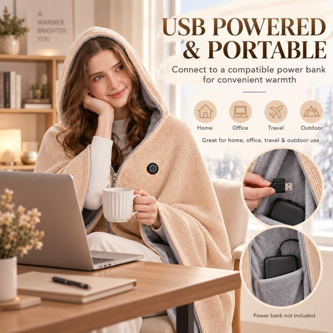 Noxlo 🔥Wearable Heated Blanket Shawl | Portable USB-Powered Warmth for Home, Work & Outdoors