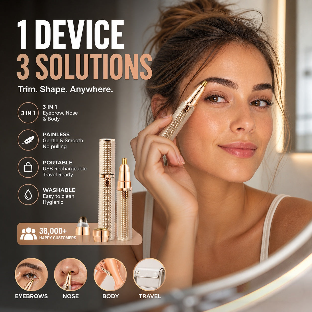 3-in-1 Electric Trimmer – Portable Multi-Head Grooming Tool