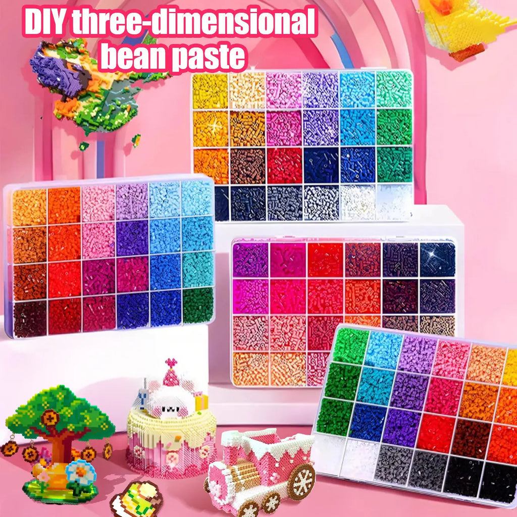 24/48/72/96-Color Plastic Fuse Beads Set, 2.6mm 3D Pixel Puzzle Beads, DIY Craft Bead Kit with Nail Board, Ironing Paper, Tweezers and DIY Beading Accessories, DIY Jewelry Accessories, DIY Jewelry Making, Beading Supplies