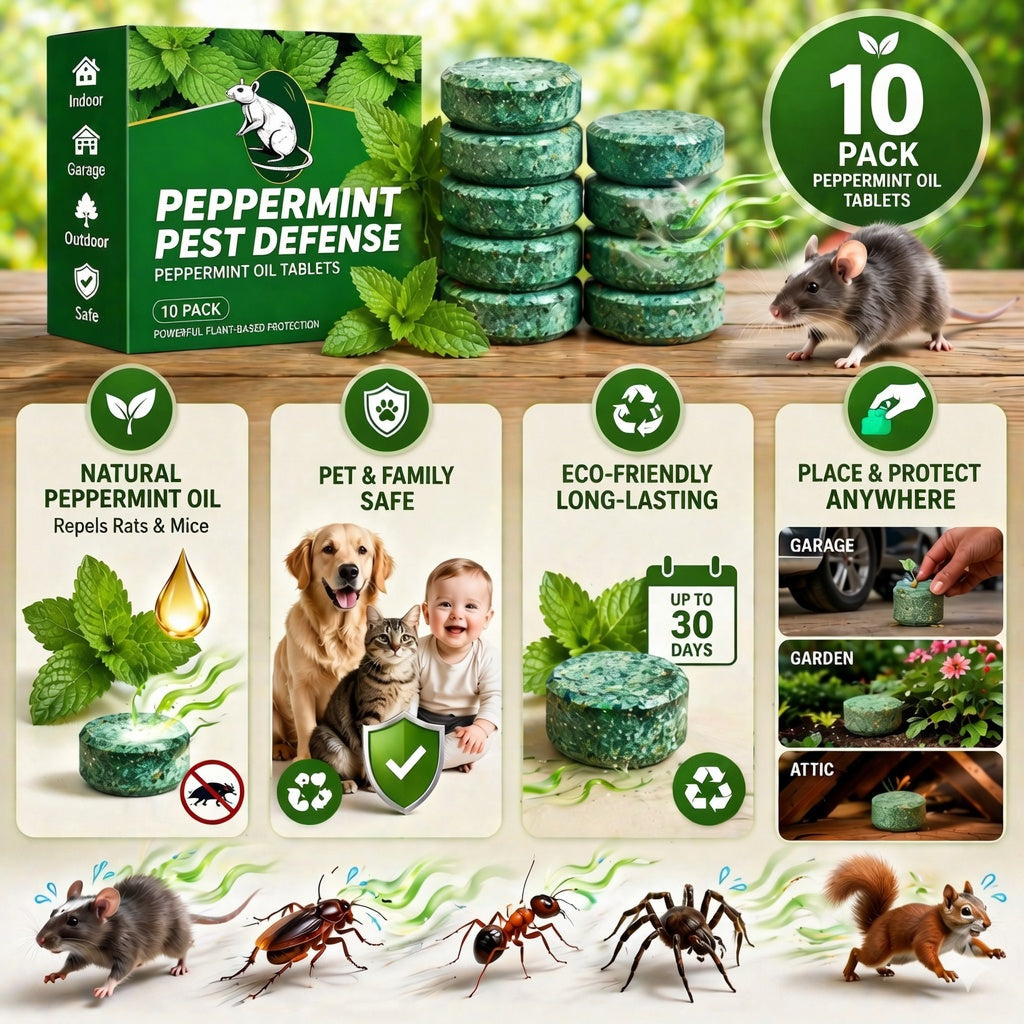 💥LAST DAY SALE 50%OFF💥🟢 Natural Peppermint Rodent Repellent Tablets – 10 Pack