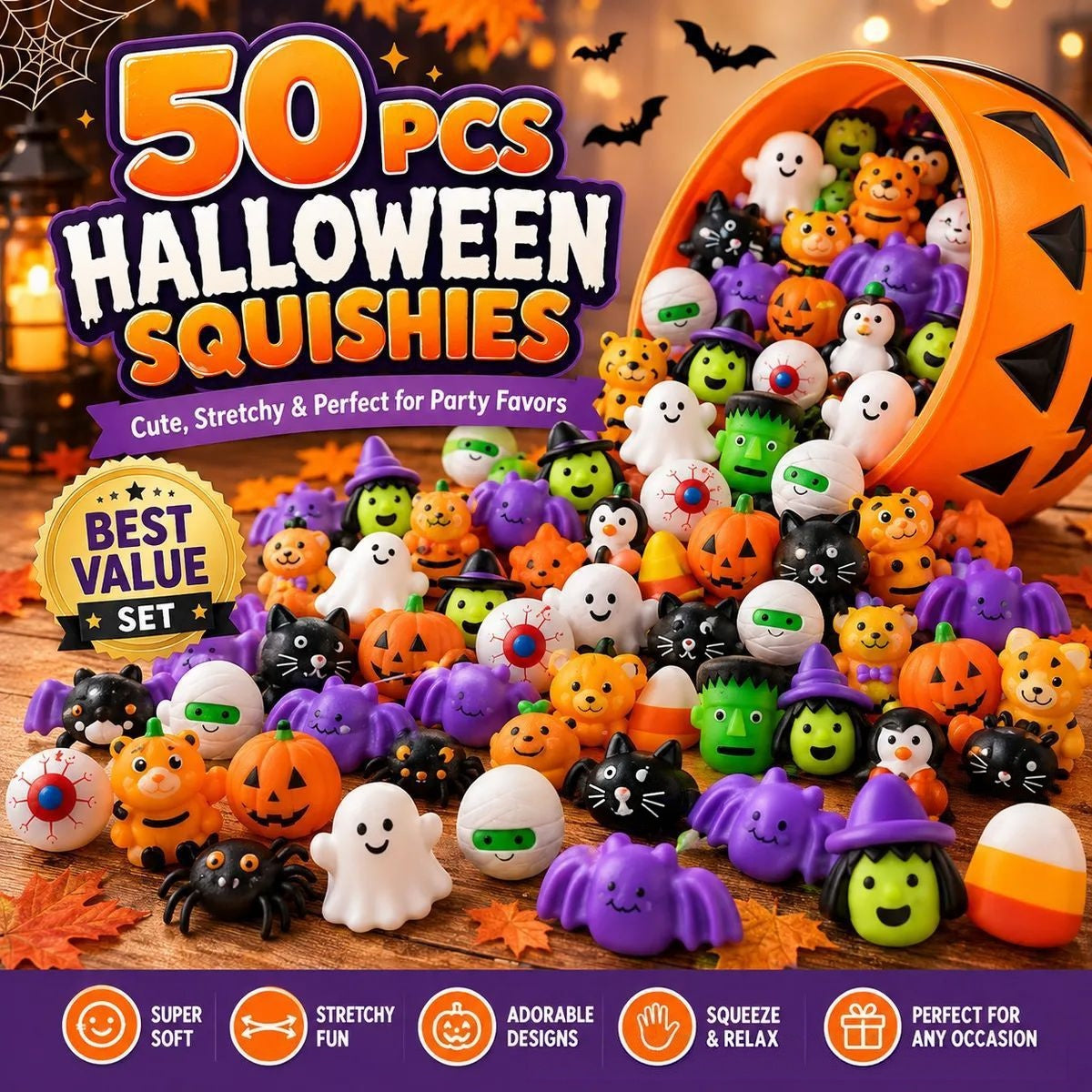 Halloween Mochi Squishy Toys – Party Favors & Goodie Bag Fillers