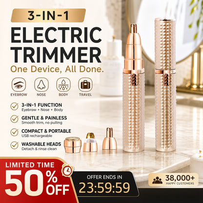 3-in-1 Electric Trimmer – Portable Multi-Head Grooming Tool