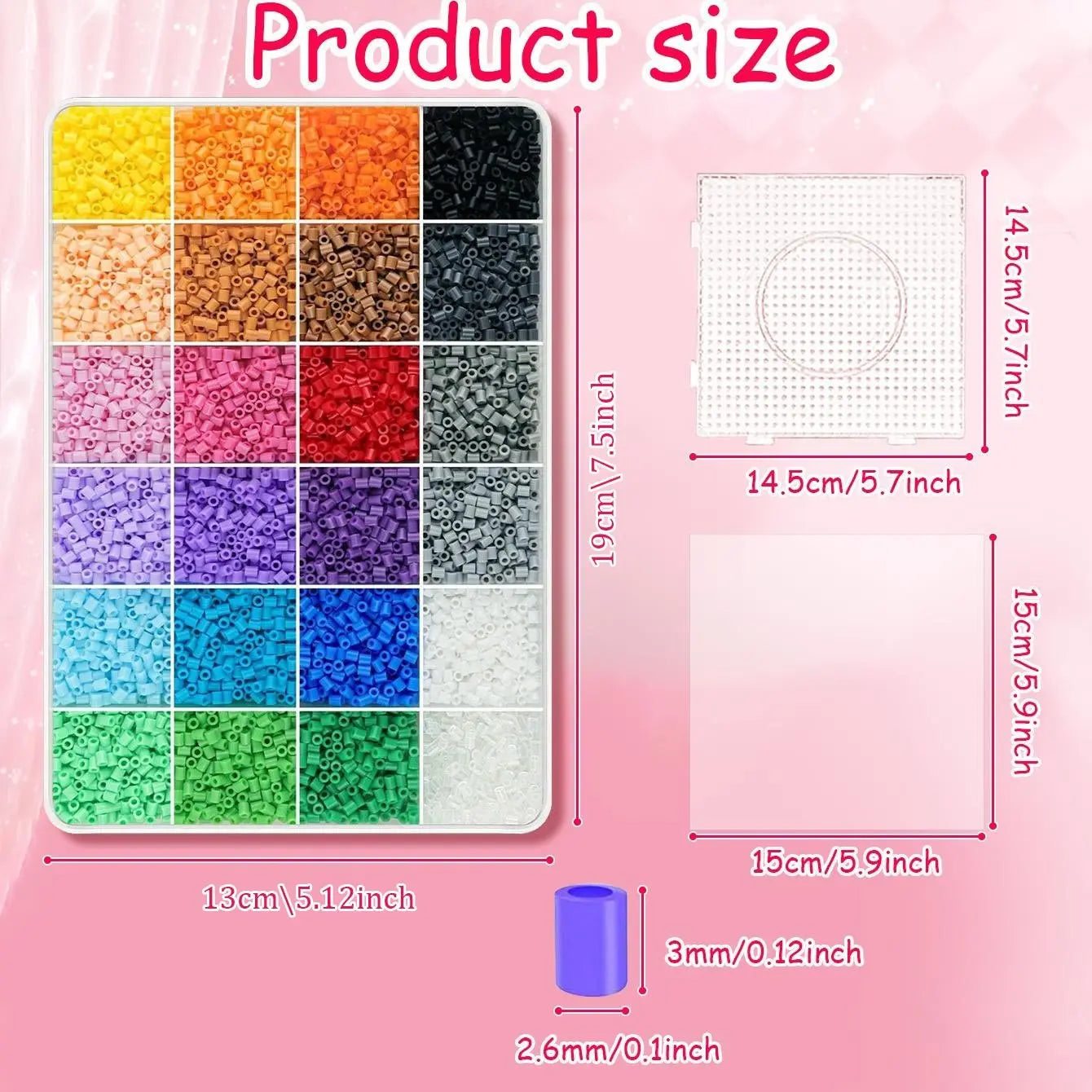 24/48/72/96-Color Plastic Fuse Beads Set, 2.6mm 3D Pixel Puzzle Beads, DIY Craft Bead Kit with Nail Board, Ironing Paper, Tweezers and DIY Beading Accessories, DIY Jewelry Accessories, DIY Jewelry Making, Beading Supplies