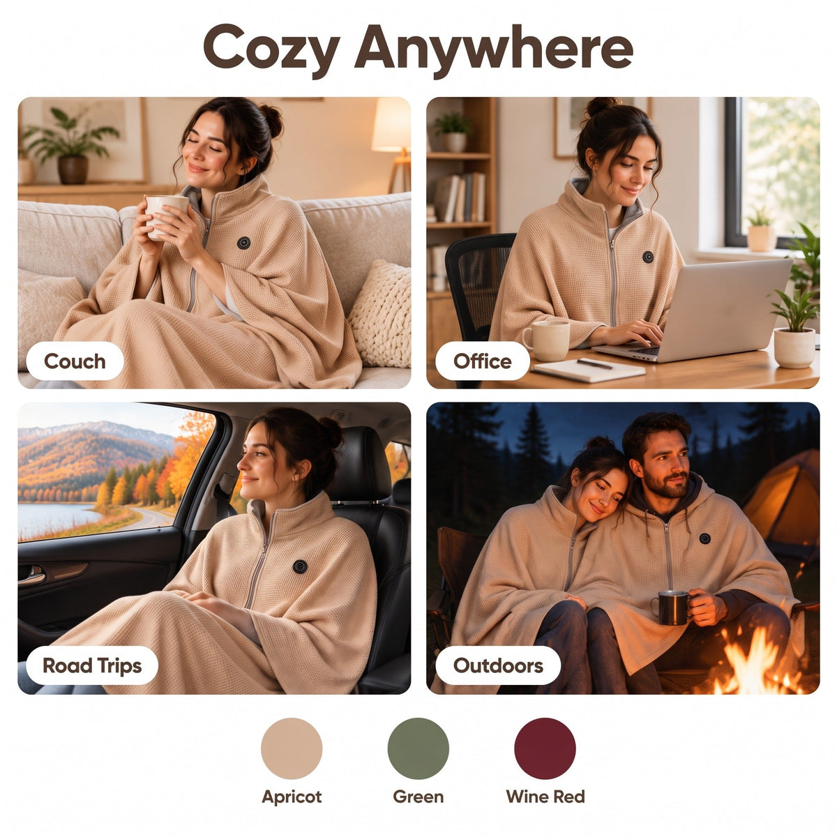 Noxlo 🔥Wearable Heated Blanket Shawl | Portable USB-Powered Warmth for Home, Work & Outdoors
