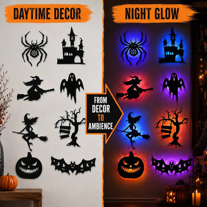 Halloween LED Wall Light Stickers –🎃 Peel & Stick Spooky Decorations for Home, Windows & Parties