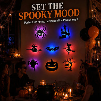 Halloween LED Wall Light Stickers –🎃 Peel & Stick Spooky Decorations for Home, Windows & Parties