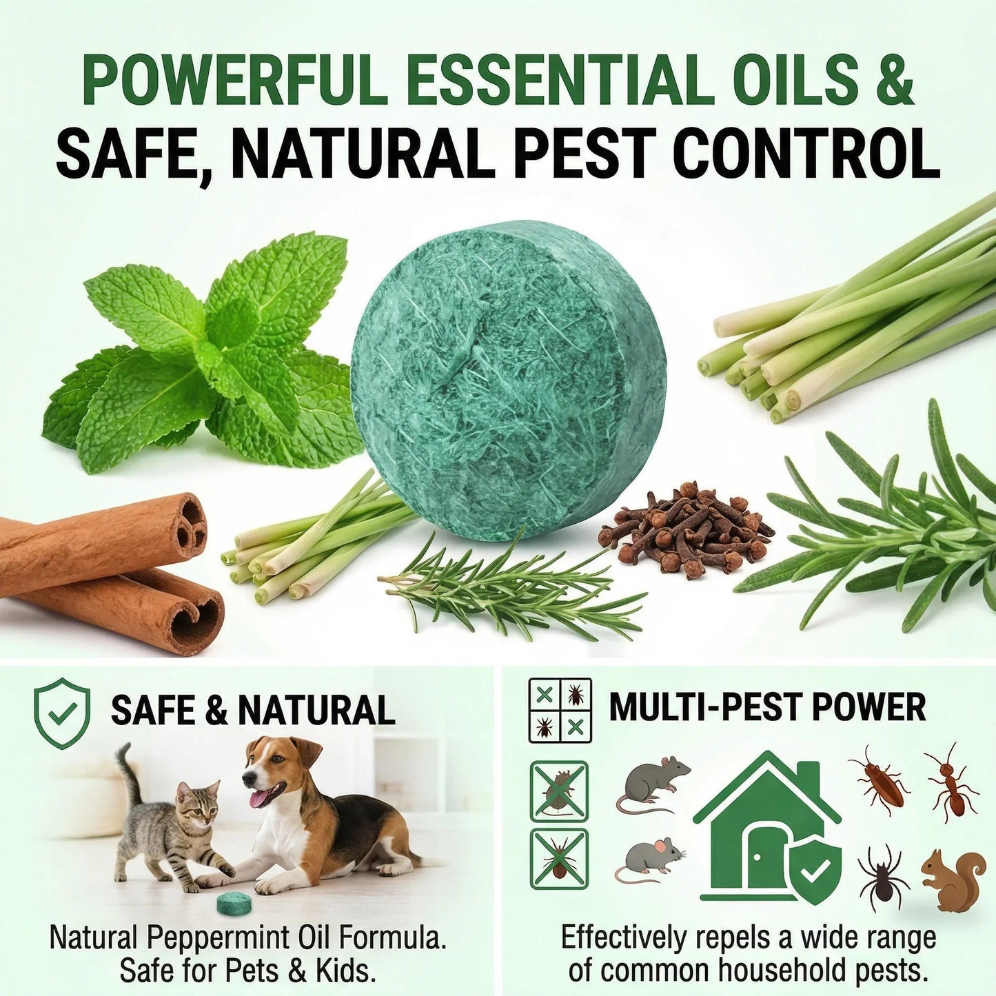 💥LAST DAY SALE 50%OFF💥🟢 Natural Peppermint Rodent Repellent Tablets – 10 Pack