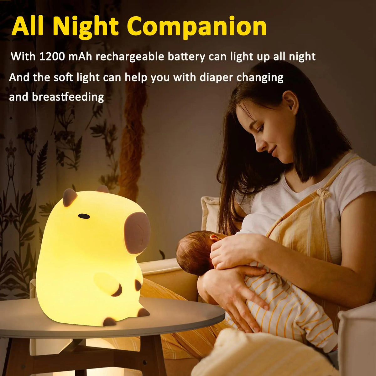 Capybara Night Light – Cute USB Rechargeable Lamp