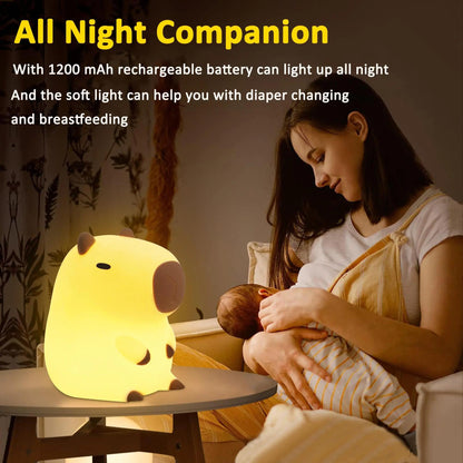 Capybara Night Light – Cute USB Rechargeable Lamp