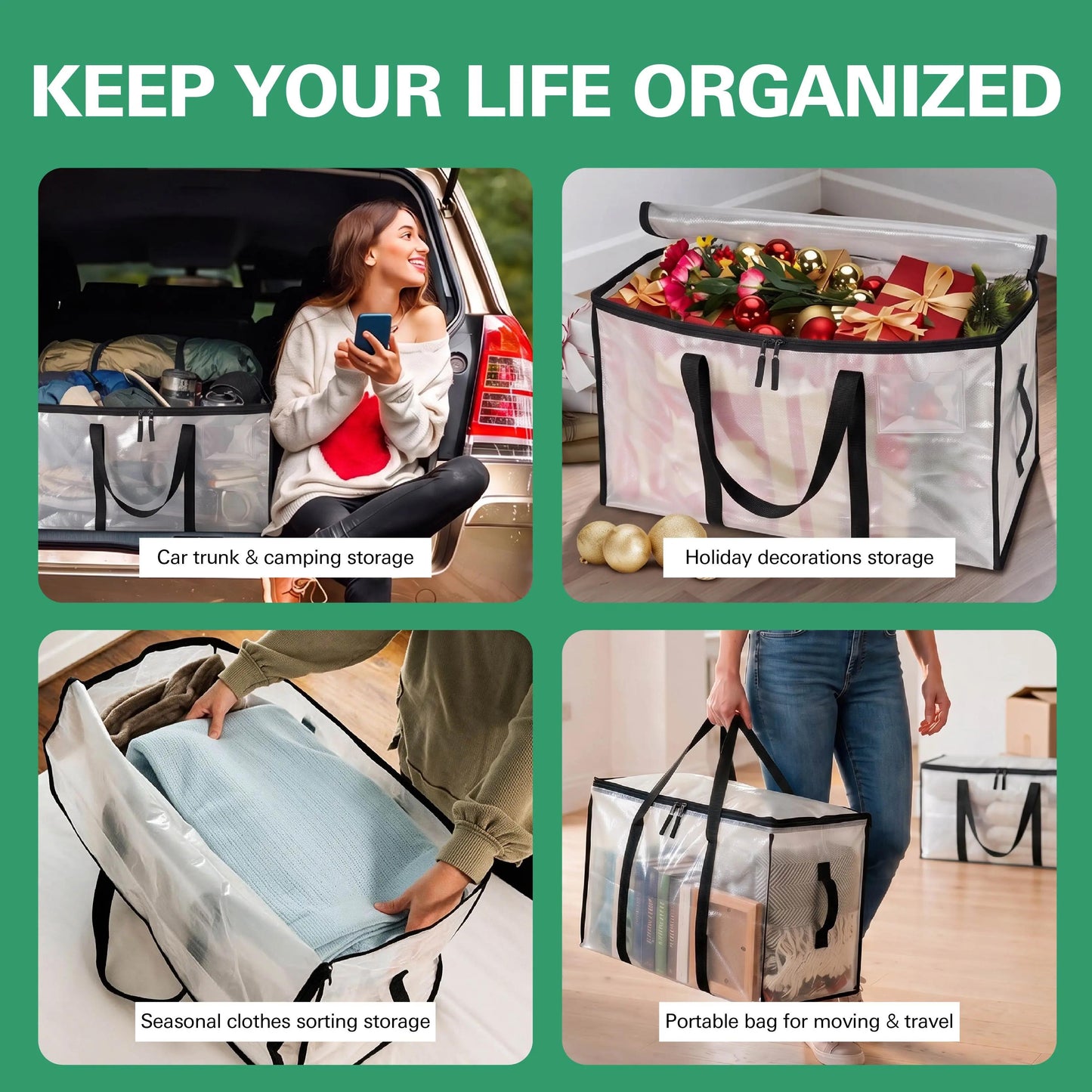 Clear Foldable Storage Boxes with Lids – Space-Saving Home Organizer for Clothes, Blankets & Daily Essentials