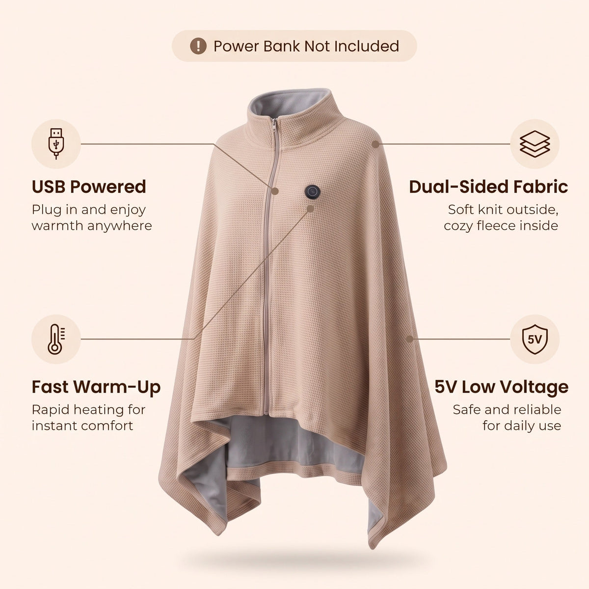 Noxlo 🔥Wearable Heated Blanket Shawl | Portable USB-Powered Warmth for Home, Work & Outdoors