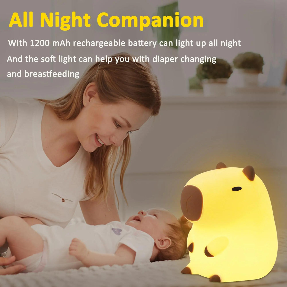 Capybara Night Light – Cute USB Rechargeable Lamp