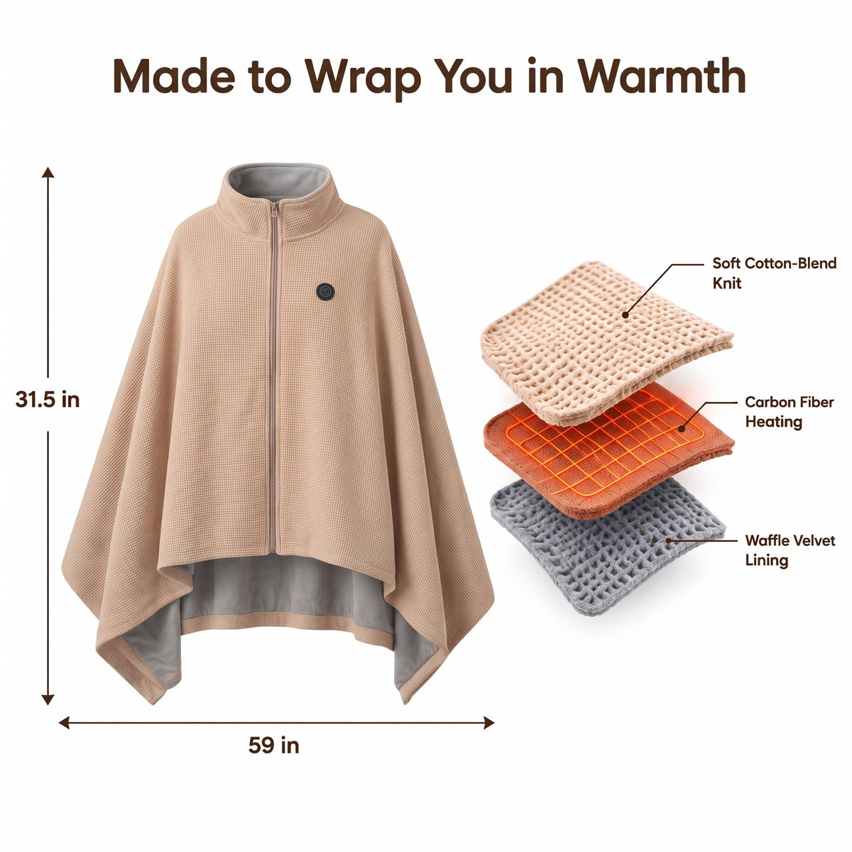 Noxlo 🔥Wearable Heated Blanket Shawl | Portable USB-Powered Warmth for Home, Work & Outdoors
