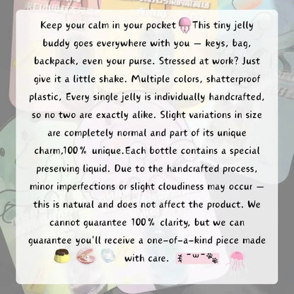 Cute Jelly Keychain - Cute Charms Keychain with Water Inside, Whimsical Fashion Accessory, Plastic Bottle Pendant, Birthday Gift Ideas for Women, Summer Vibe Christmas Present