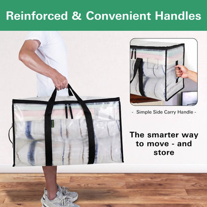 Clear Foldable Storage Boxes with Lids – Space-Saving Home Organizer for Clothes, Blankets & Daily Essentials