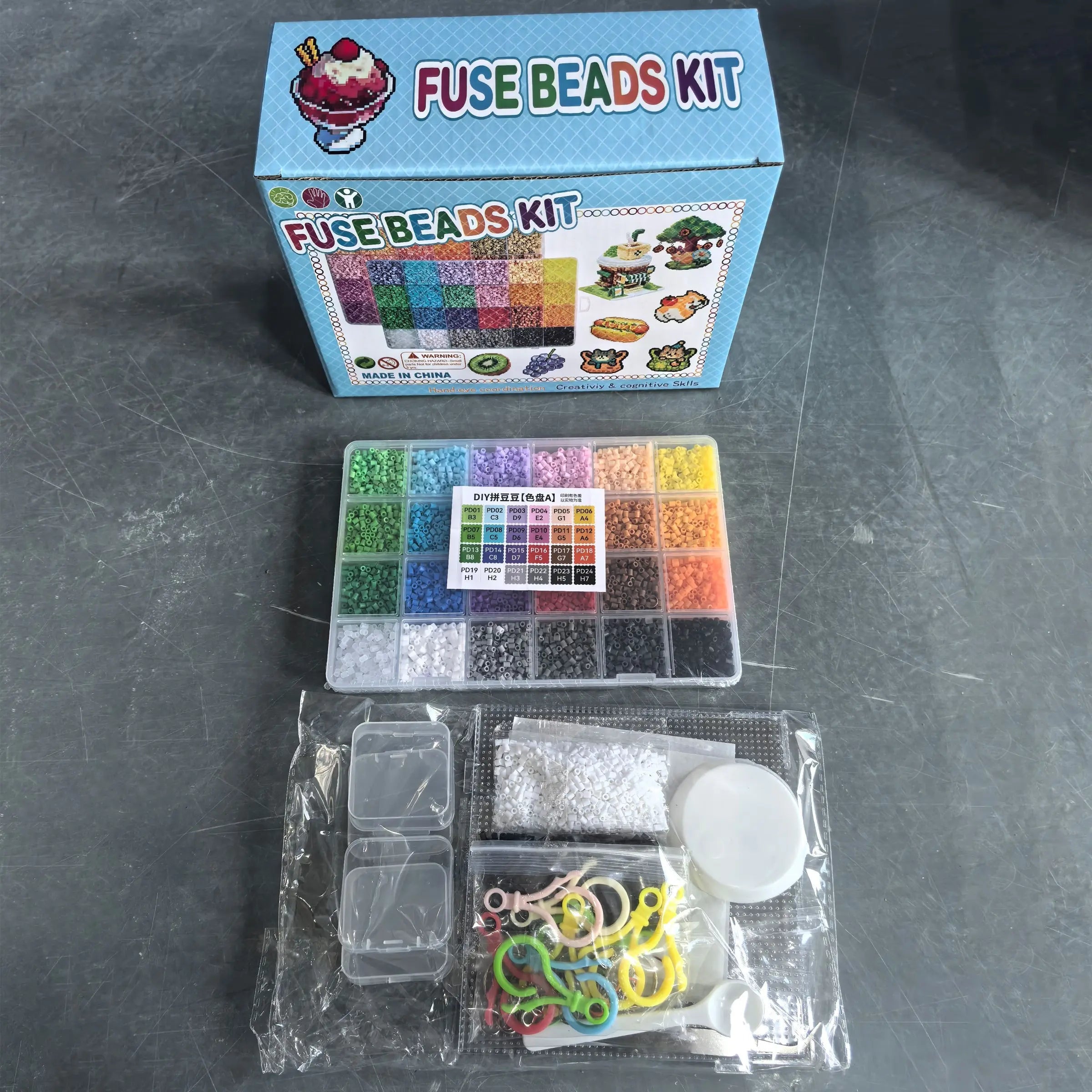 24/48/72/96-Color Plastic Fuse Beads Set, 2.6mm 3D Pixel Puzzle Beads, DIY Craft Bead Kit with Nail Board, Ironing Paper, Tweezers and DIY Beading Accessories, DIY Jewelry Accessories, DIY Jewelry Making, Beading Supplies