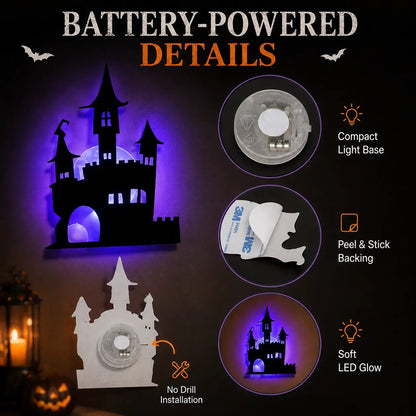 Halloween LED Wall Light Stickers –🎃 Peel & Stick Spooky Decorations for Home, Windows & Parties