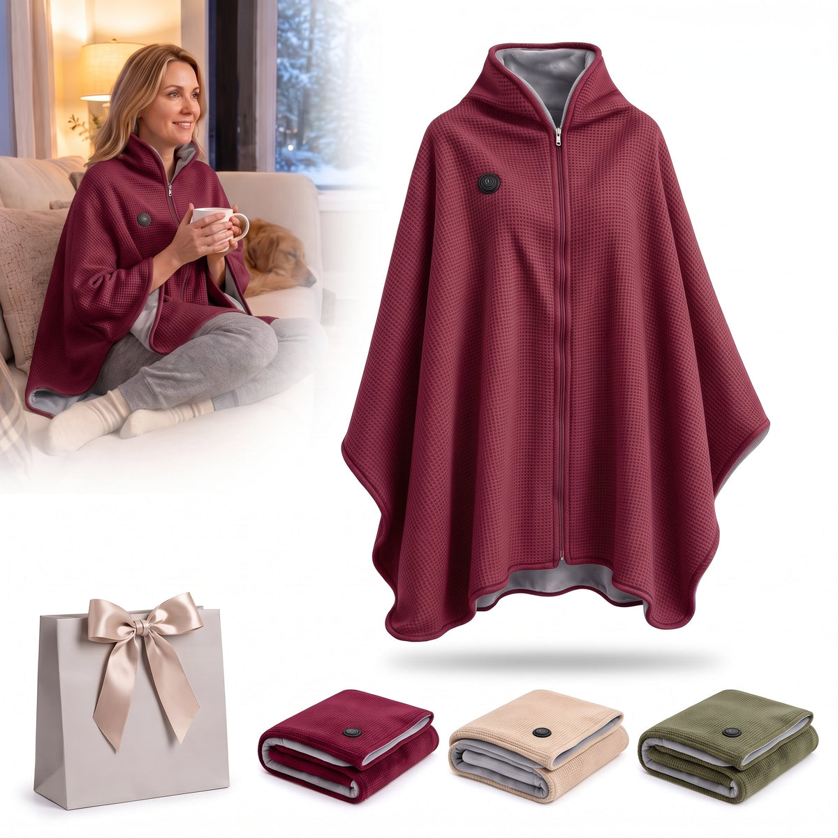 Noxlo 🔥Wearable Heated Blanket Shawl | Portable USB-Powered Warmth for Home, Work & Outdoors