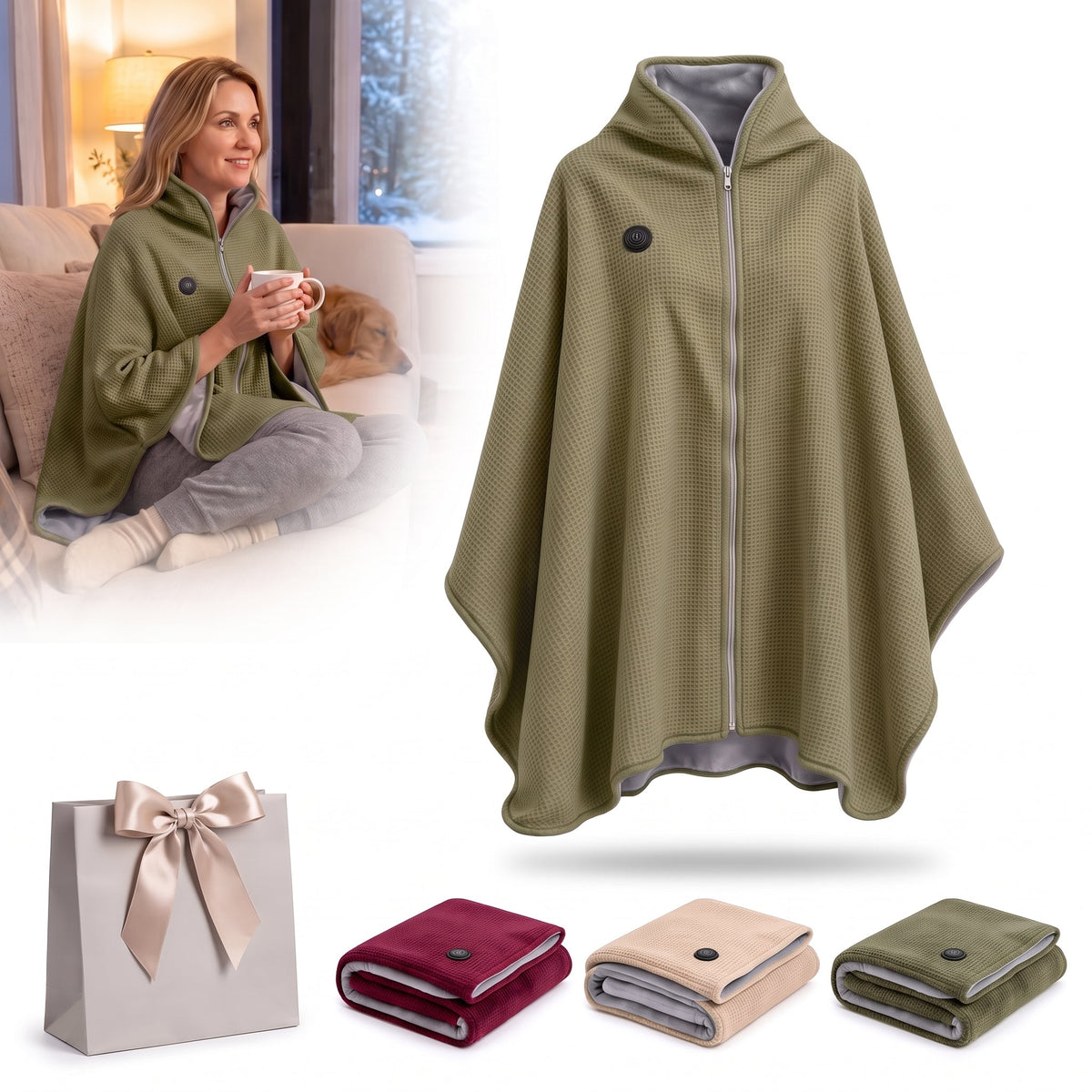 Noxlo 🔥Wearable Heated Blanket Shawl | Portable USB-Powered Warmth for Home, Work & Outdoors
