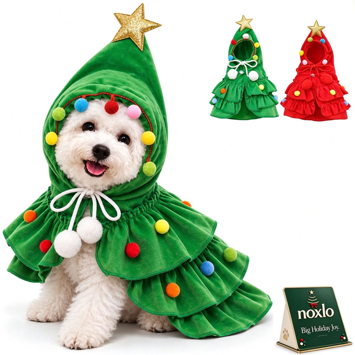 Christmas Pet Clothes Green Reindeer Costume Outfit Cape Dog Cat Holiday