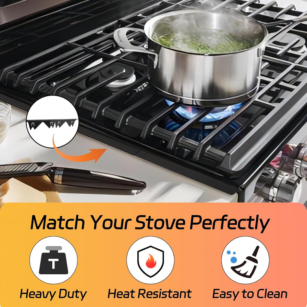 Stainless Steel Stove Gap Covers – Adjustable 2-Pack