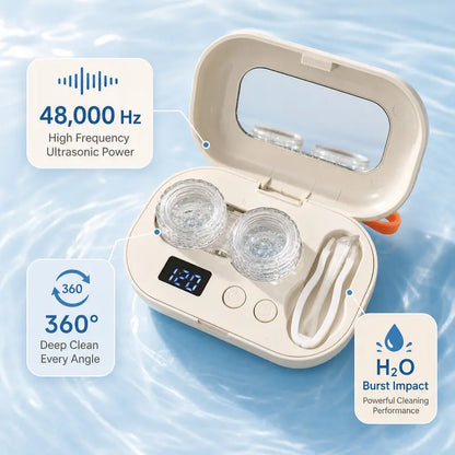 Ultrasonic Contact Lens Cleaner – Portable Rechargeable Lens Care Kit