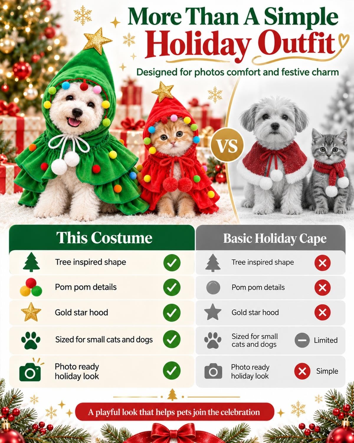 Christmas Pet Clothes Green Reindeer Costume Outfit Cape Dog Cat Holiday