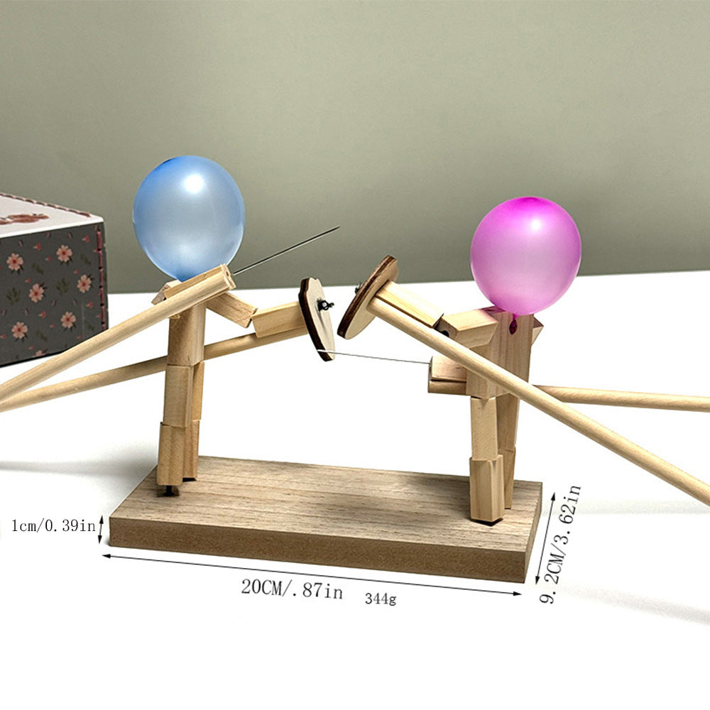 Wooden Robot Balloon Battle