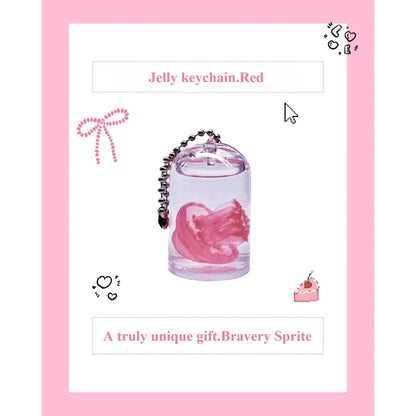 Cute Jelly Keychain - Cute Charms Keychain with Water Inside, Whimsical Fashion Accessory, Plastic Bottle Pendant, Birthday Gift Ideas for Women, Summer Vibe Christmas Present