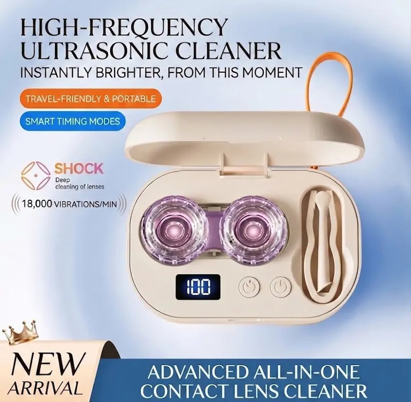 Ultrasonic Contact Lens Cleaner – Portable Rechargeable Lens Care Kit