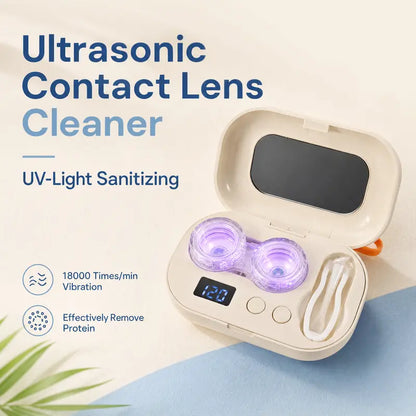 Ultrasonic Contact Lens Cleaner – Portable Rechargeable Lens Care Kit